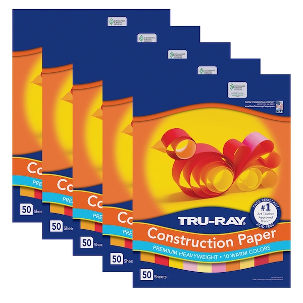 Tru-Ray Construction Paper, Warm Colors, 9x12in, PK250